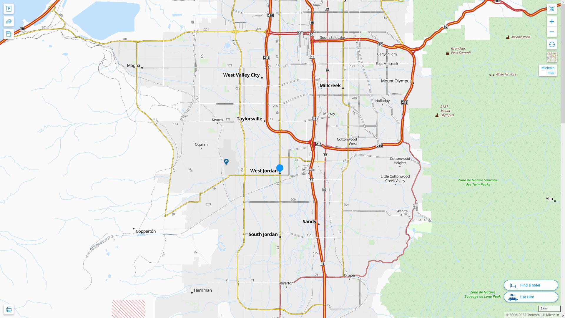 West Jordan Utah Highway and Road Map